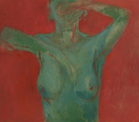 Marek Szczęsny, Akt czerwony (2016), akryl na papierze, 46x65 cm