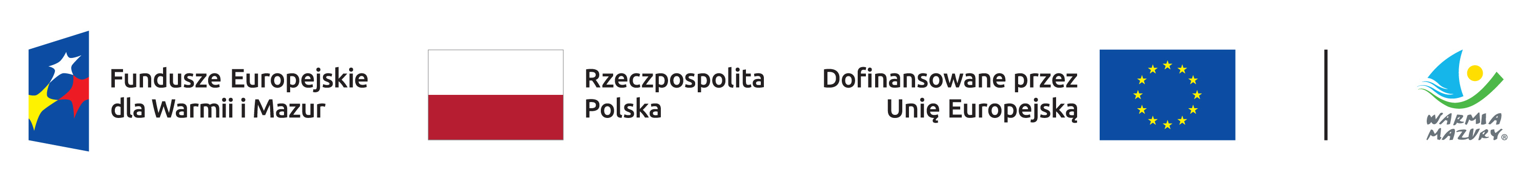 Na grafice zamieszczono symbole/logotypy - Funduszy Europejskich, barwy Rzeczypospolitej Polskiej, Unia Europejska, Warmia i Mazury