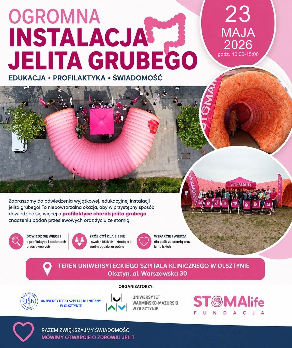 plakat promujący wydarzenie, podczas którego będzie dostępna instalacja edukacyjna o jelicie grubym