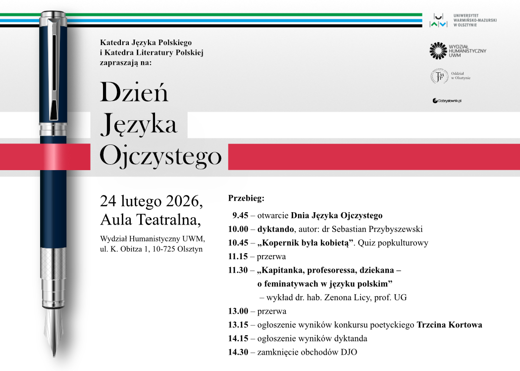 grafika promująca tegoroczną edycję Dnia Języka Ojczystego na UWM 