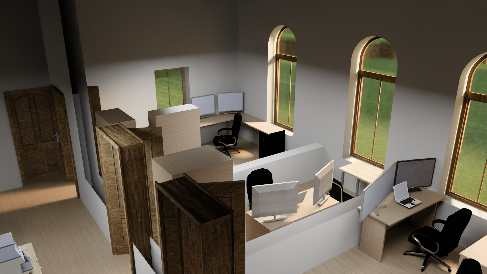 wizualizacja wnętrza budynku przy ul. Heweliusza 5 stworzona przez studentów Wydziału Geoinżynierii 