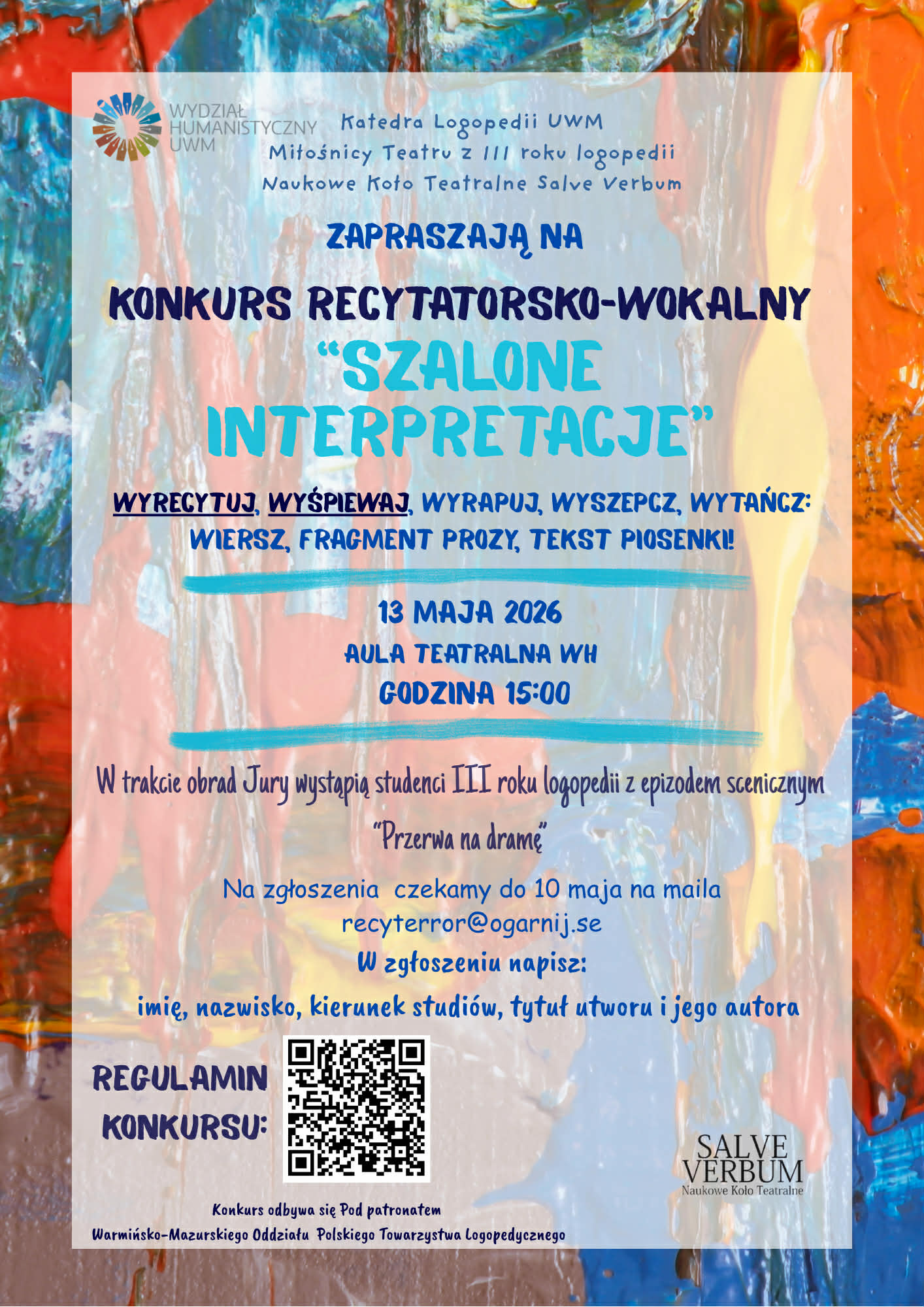 plakat promujący konkurs recytatorsko-wokalny 