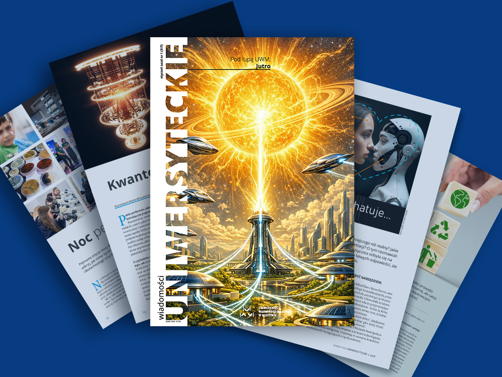 grafika promująca styczniowy numer "Wiadomości Uniwersyteckich" 