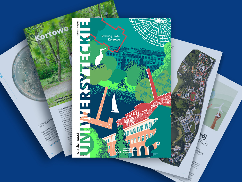 grafika promująca lutowe wydanie "Wiadomości Uniwersyteckich" 