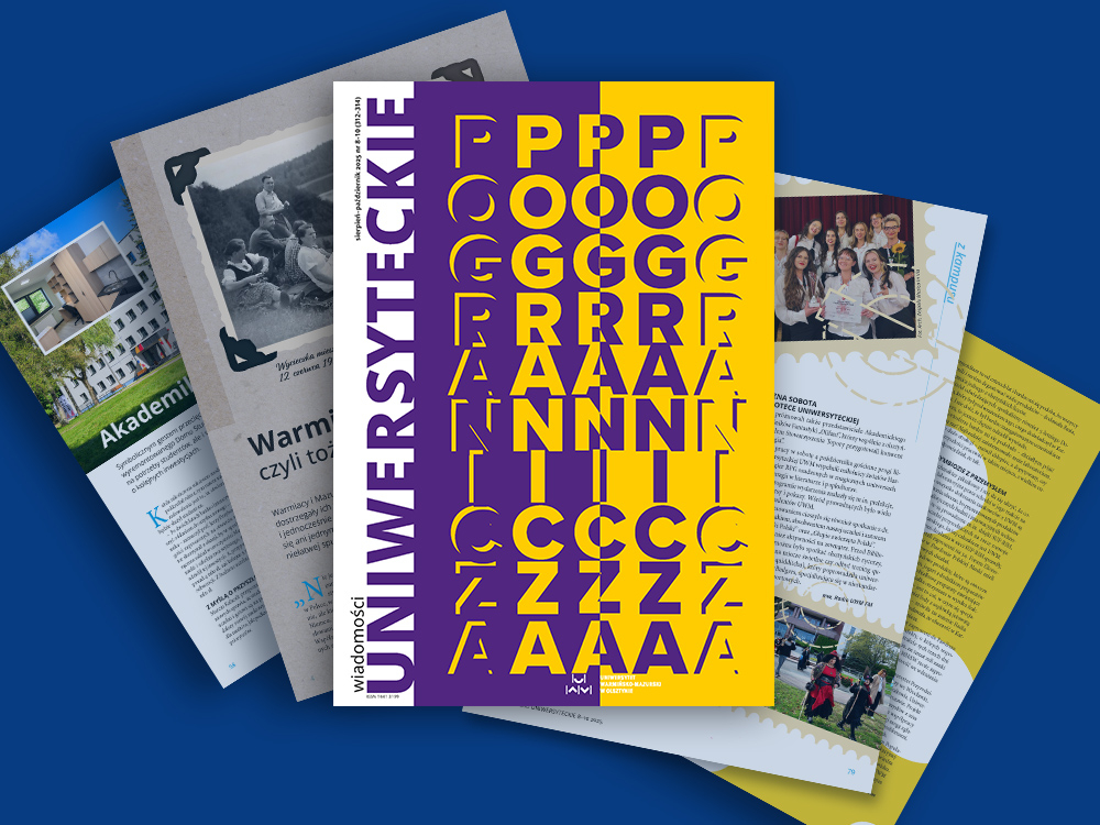 grafika promująca sierpniowo-październikowy numer "Wiadomości Uniwersyteckich"