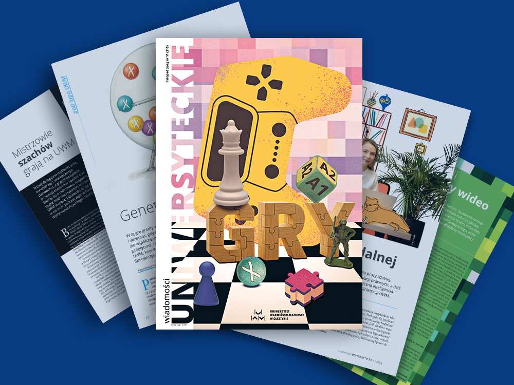 grafika promująca listopadowy numer "Wiadomości Uniwersyteckich" 