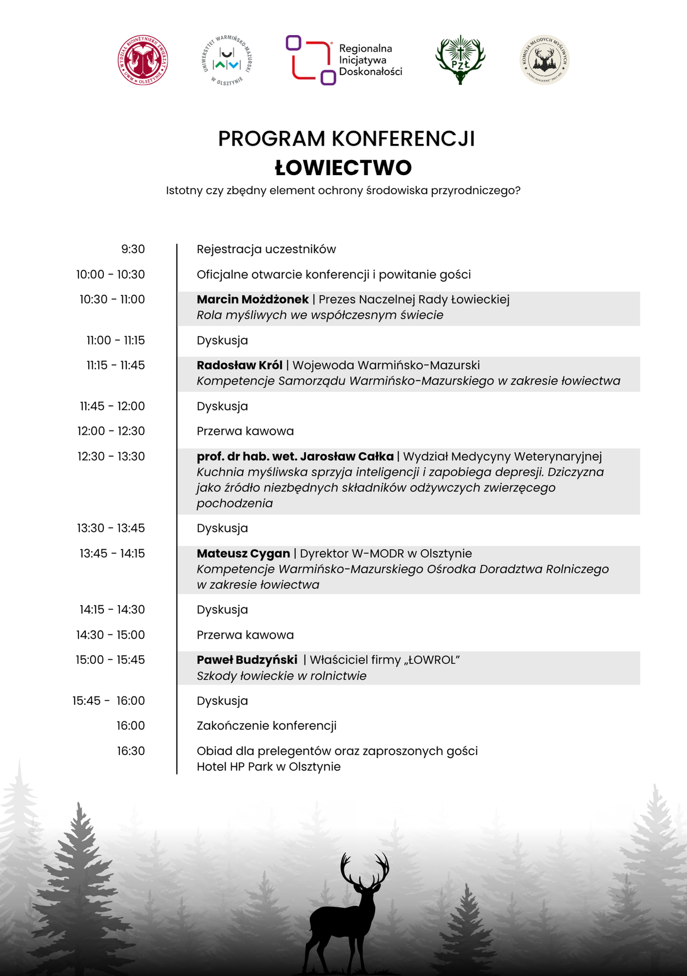 program konferencji o łowiectwie
