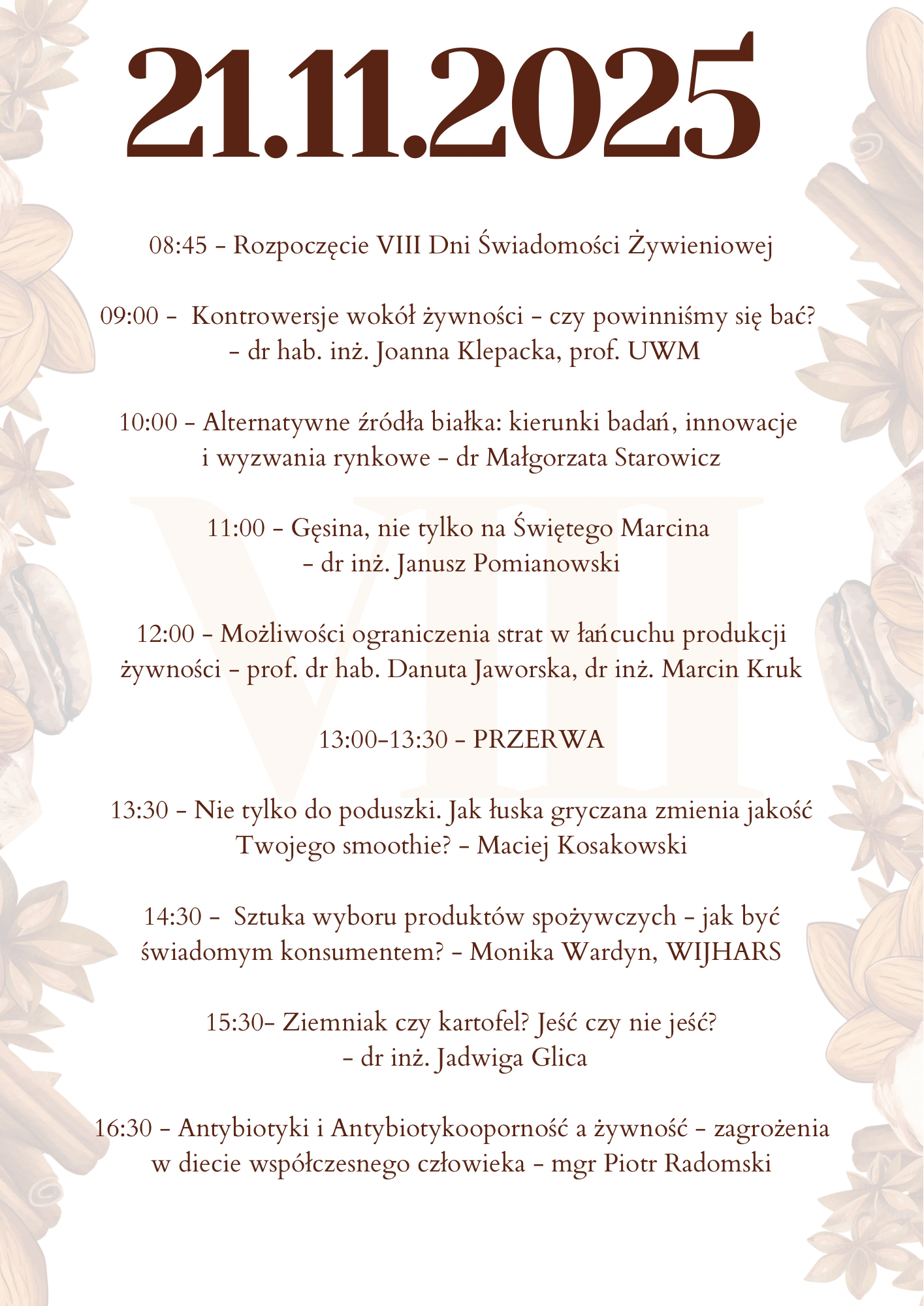 Program VIII Dni Świadomości Żywieniowej