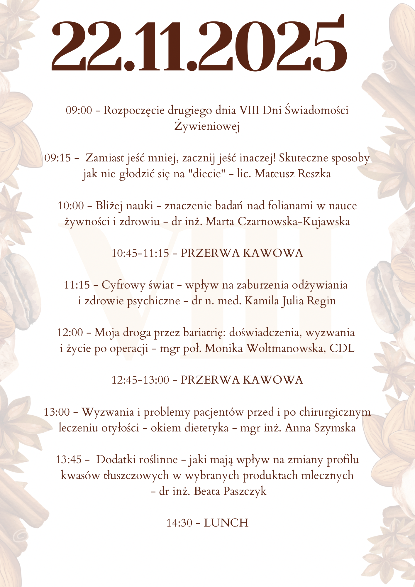 Program VIII Dni Świadomości Żywieniowej