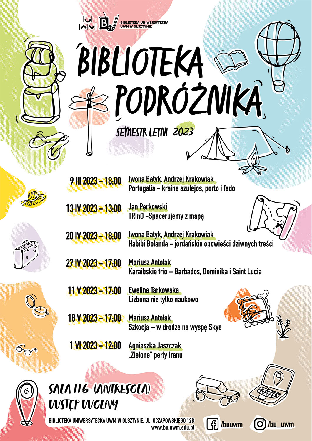 Plakat wydarzeń Biblioteka Podróżnika 