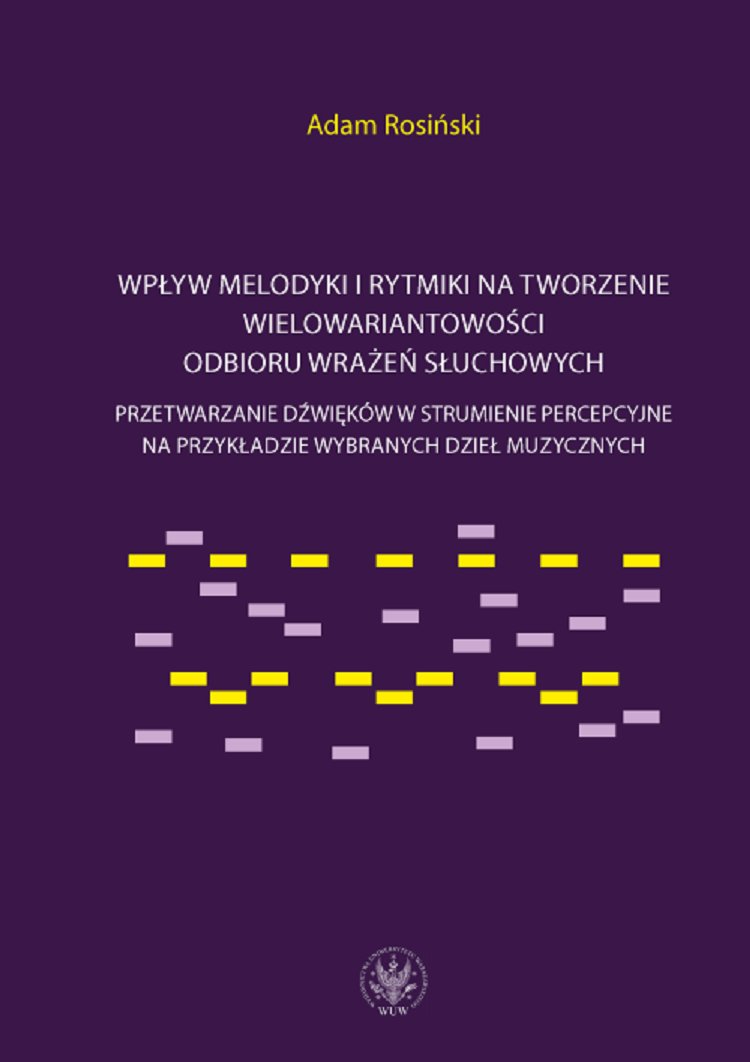 Okładka książki Adama Rosińskiego Wpływ melodyki i rytmiki na tworzenie wielowariantowości wrażeń słuchowych