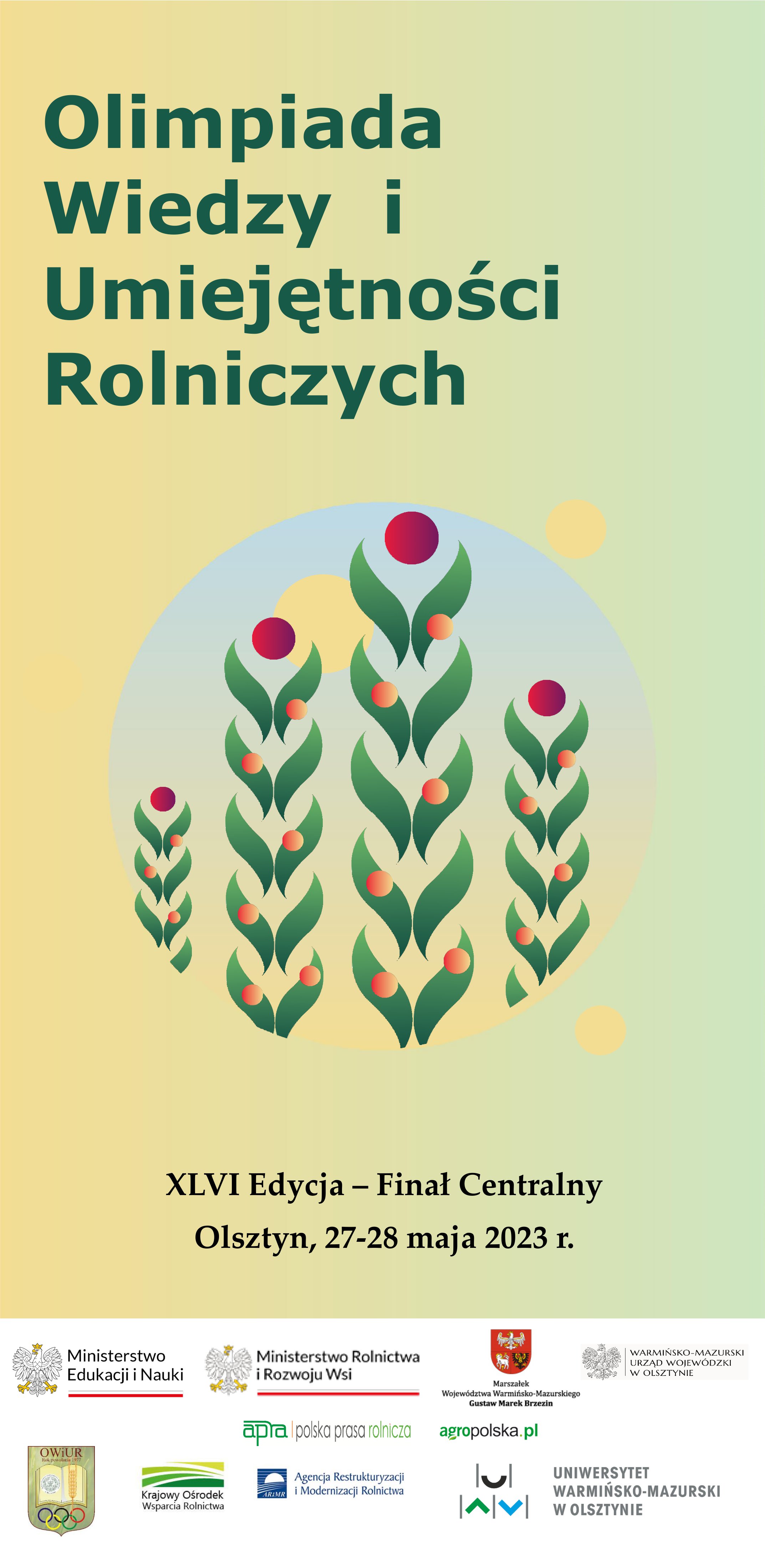 Plakat Olimpiady Wiedzy i Umiejętności Rolniczych, materiały organizatorów.