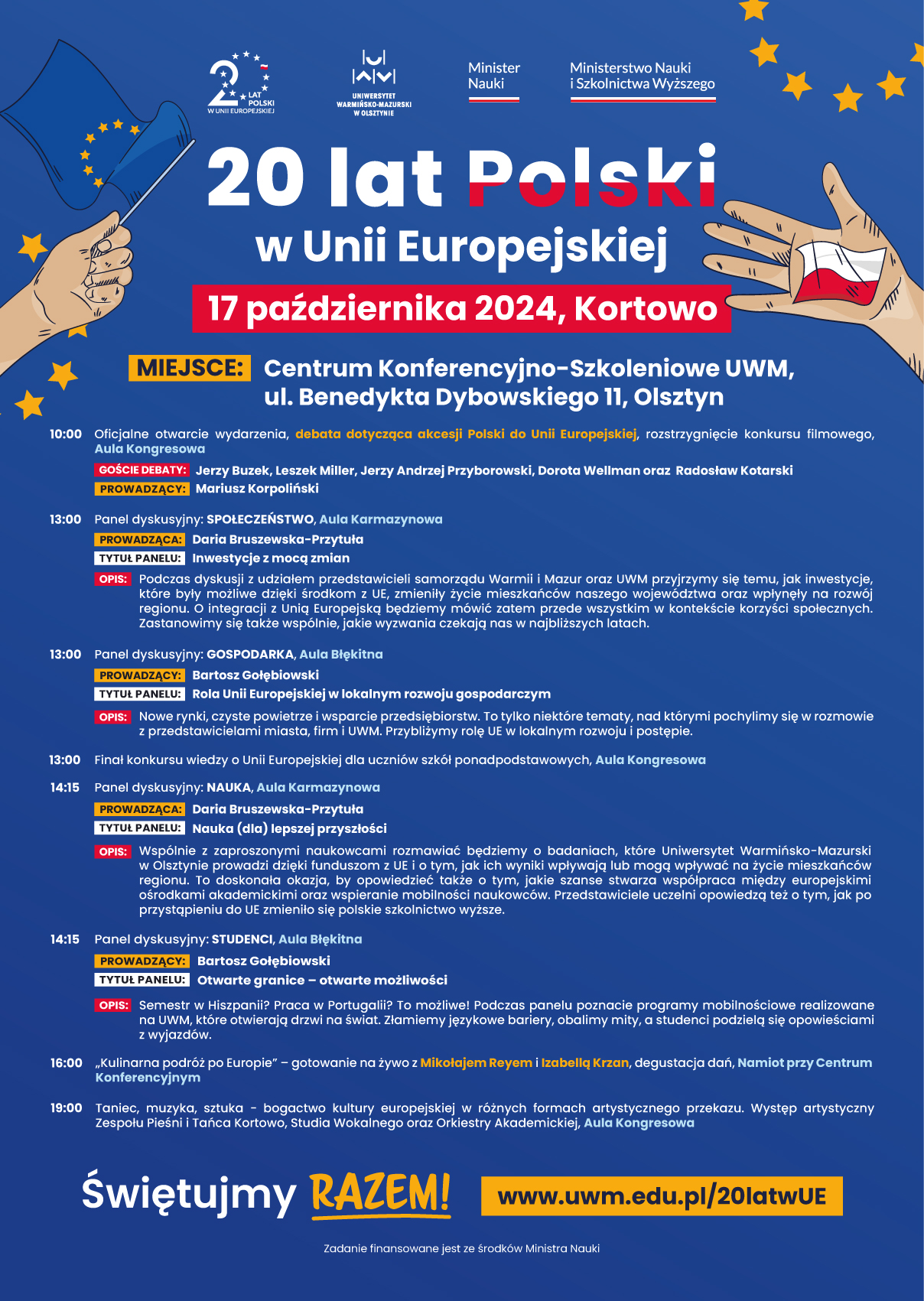 Szczegółowy plakat 20-lecia Polski w UE na UWM