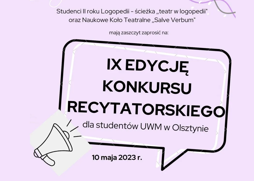 Plakat promujący konkurs recytatorski