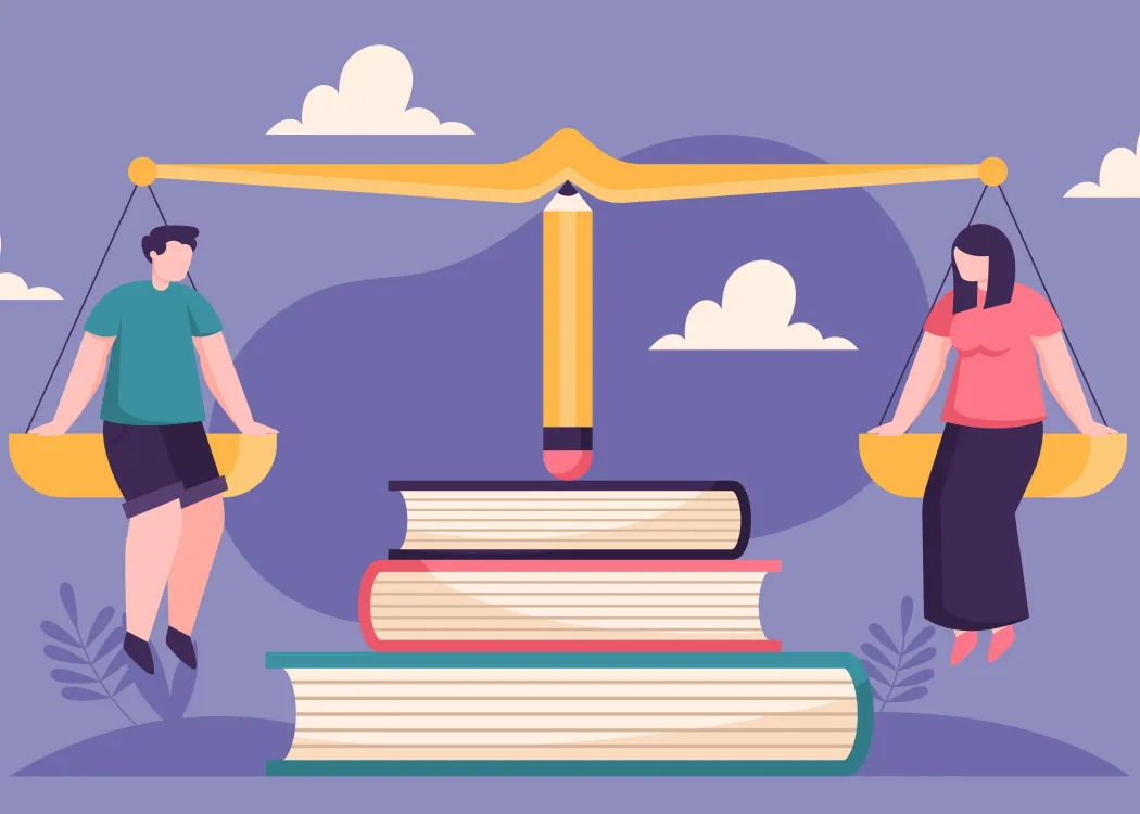 Kobieta i mężczyzna na wadze - symboliczne ujęcie równouprawnienia