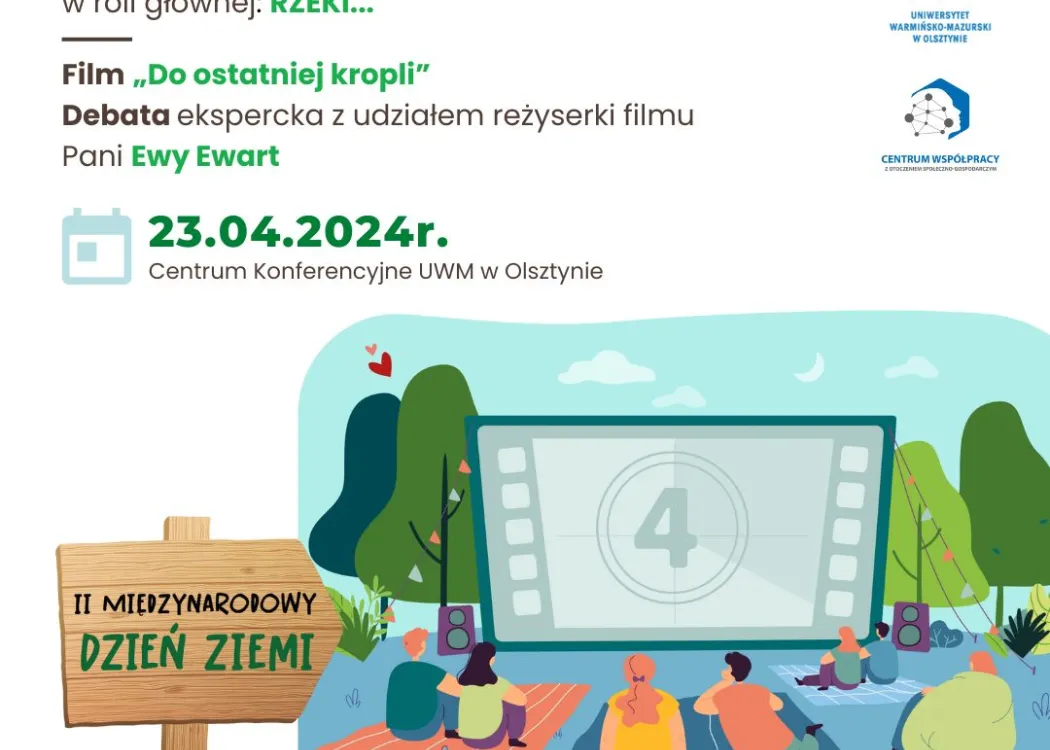 grafika Dnia Ziemi, Ekokino. Ekran, białe tło. 