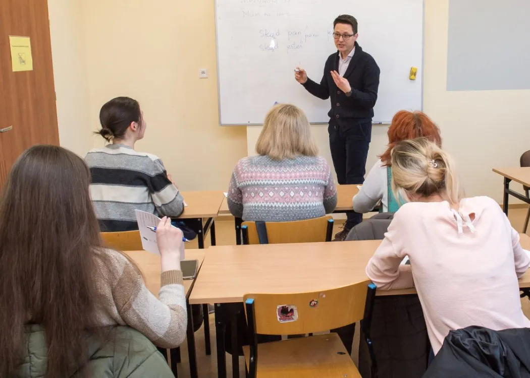 Dr Sebastian Przybyszewski w trakcie zajęć