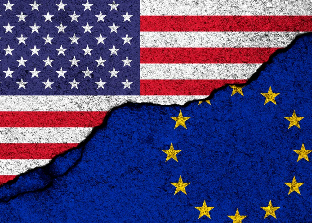 Flagi USA i Unii Europejskiej