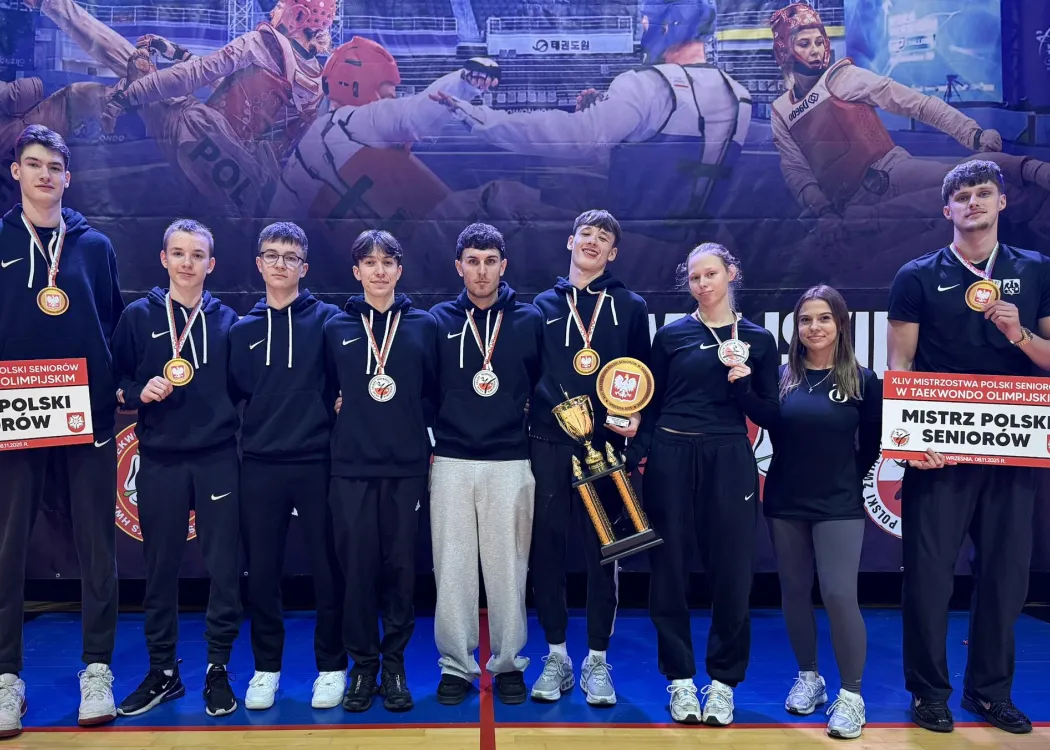 Taekwondziści klubu AZS UWM Olsztyn podczas mistrzostw Polski we Wrześni 