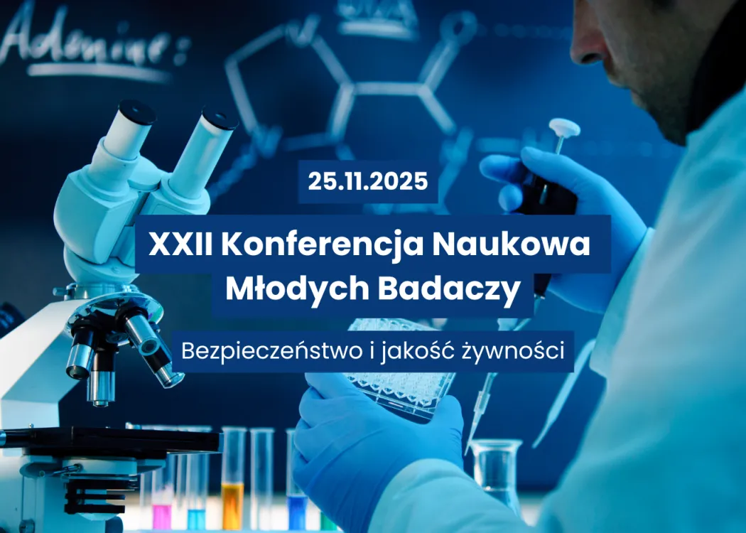 grafika z nazwą wydarzenia, mężczyzna w laboratorium