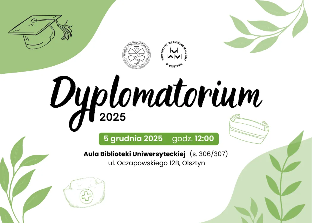 grafika zapowiadająca Dyplomatorium w Szkole Zdrowia Publicznego UWM 