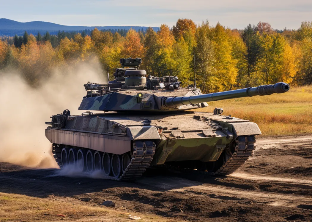 czołg jedzie po polu - zdjęcie ilustracyjne 