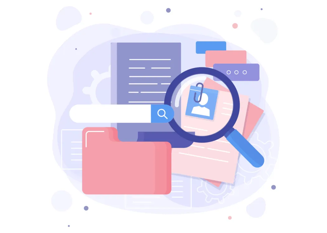 przykładowa grafika ilustrująca dostęp do informacji publicznej, pokazuje lupę i dokumenty 