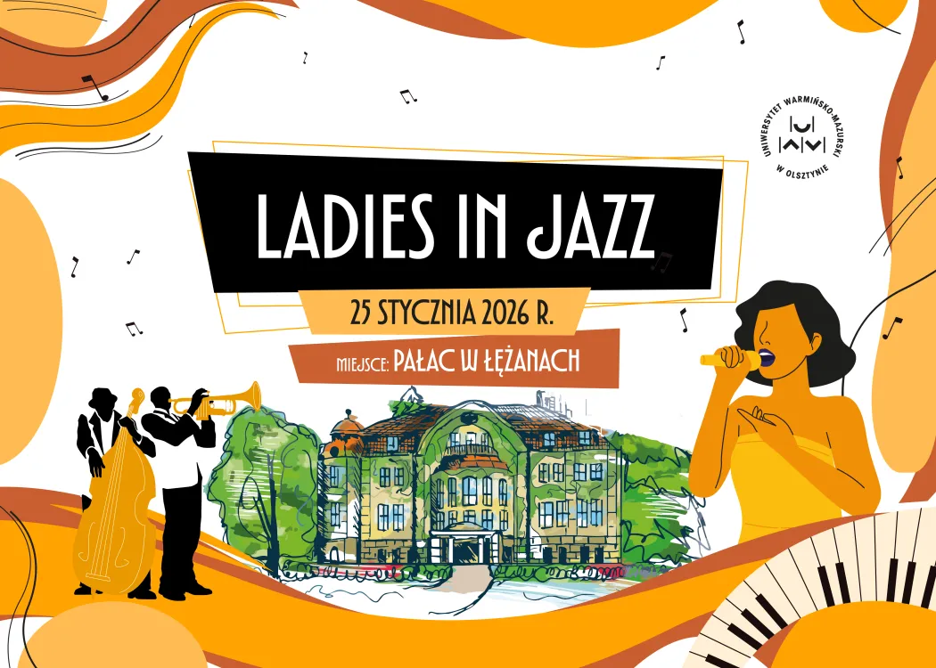 Grafika promująca koncert "Ladies in Jazz" w Pałacu w Łężanach 