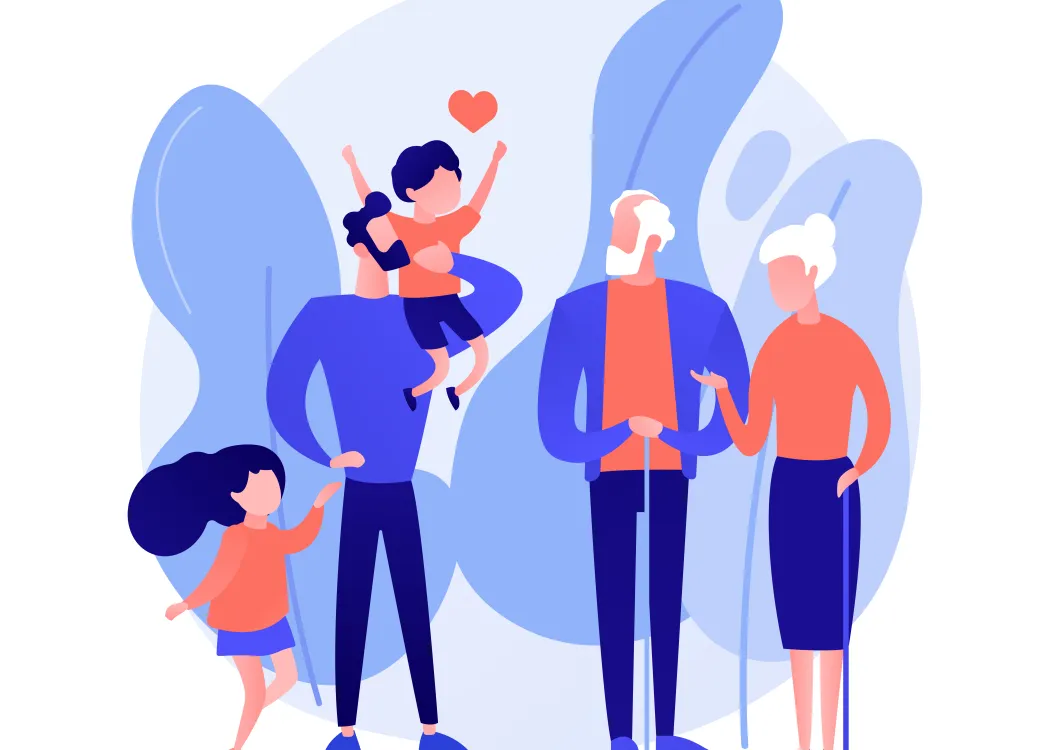 grafika obrazująca wielopokoleniową rodzinę