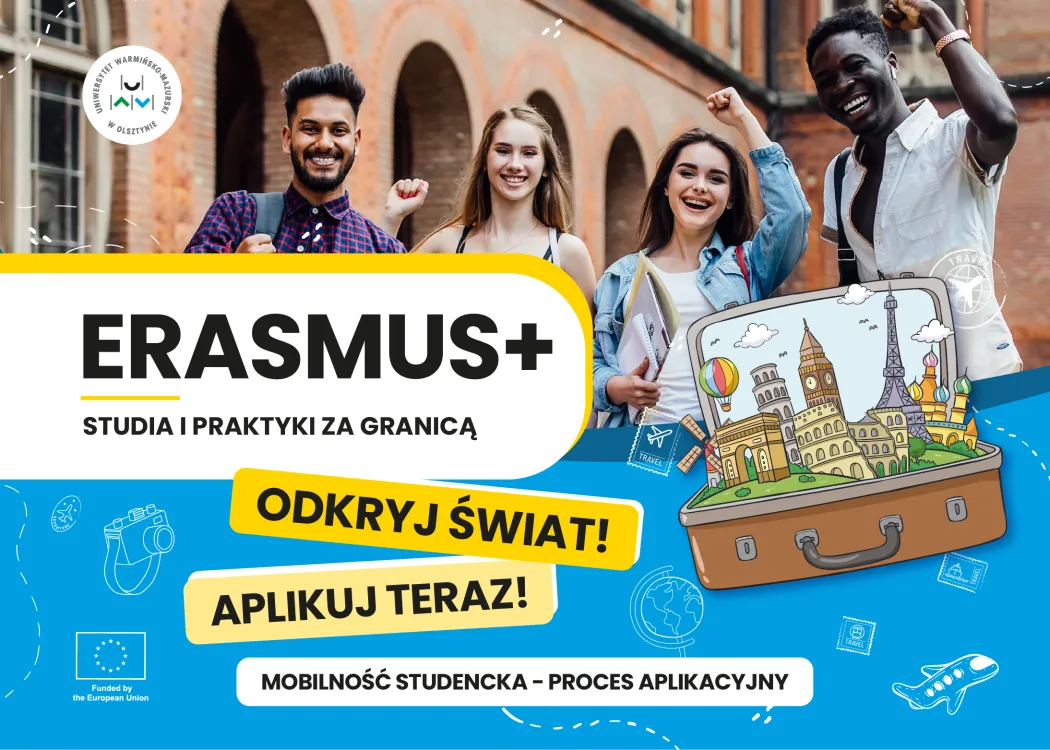 grafika promująca program wymiany studenckiej Erasmus+ 