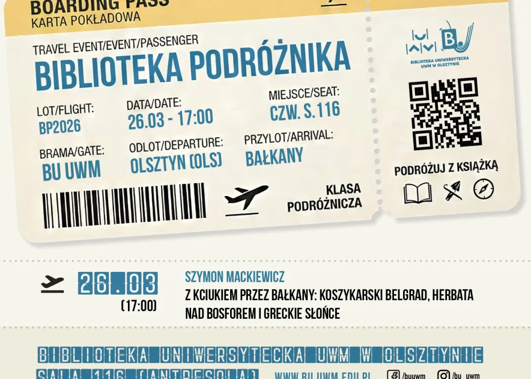 grafika promująca kolejne spotkanie z cyklu "Biblioteka podróżnika"