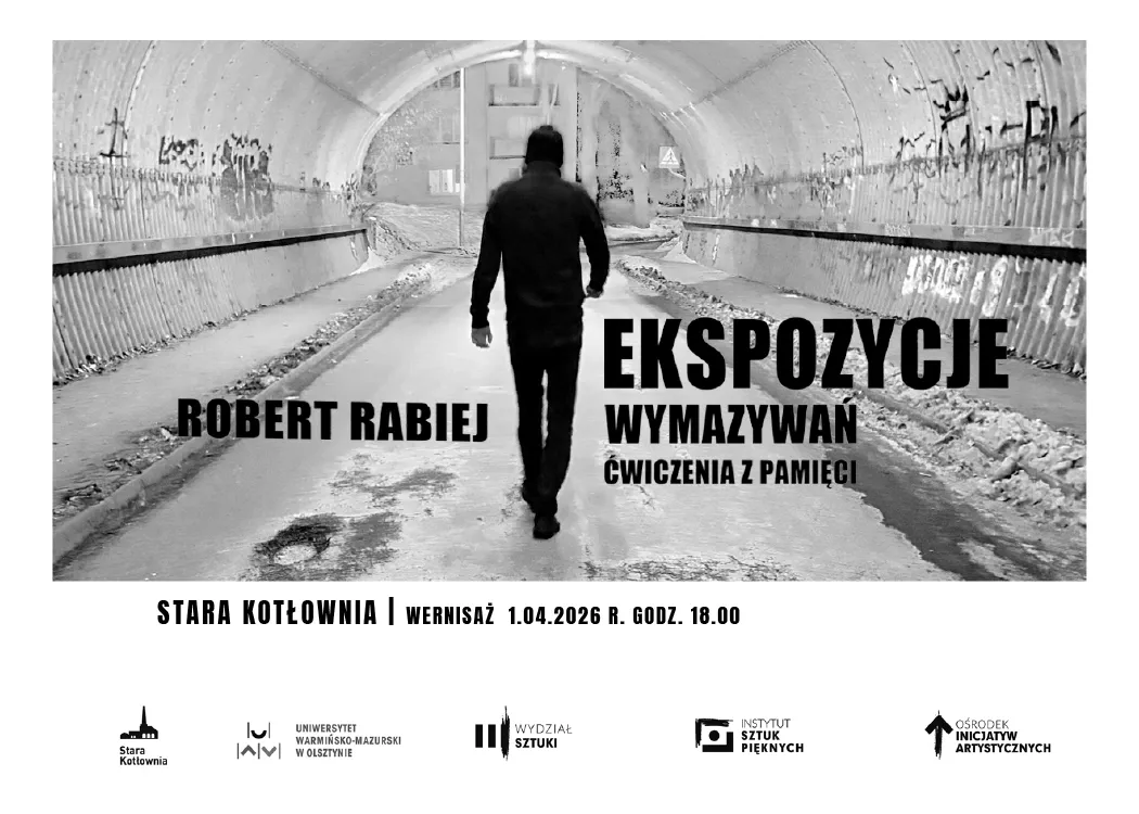 grafika promująca wernisaż wystawy prac Roberta Rabieja