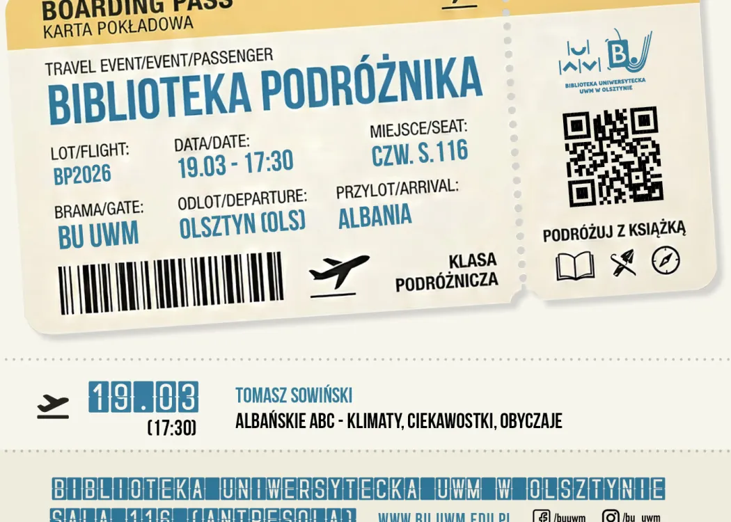 grafika promująca spotkanie z cyklu "Biblioteka podróżnika" 