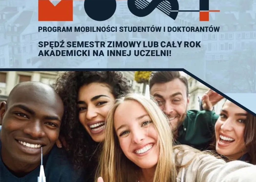 Młodzi ludzie i napis MOST