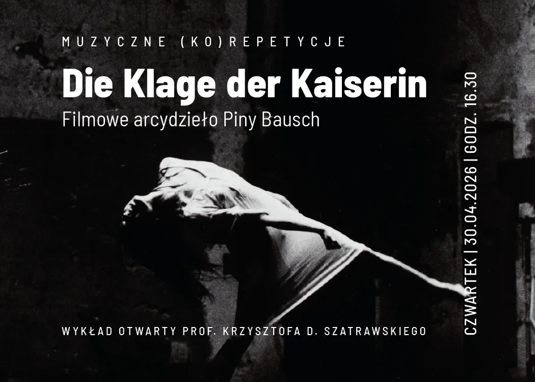 Grafika wydarzenia, biała postać na czarnym tle 