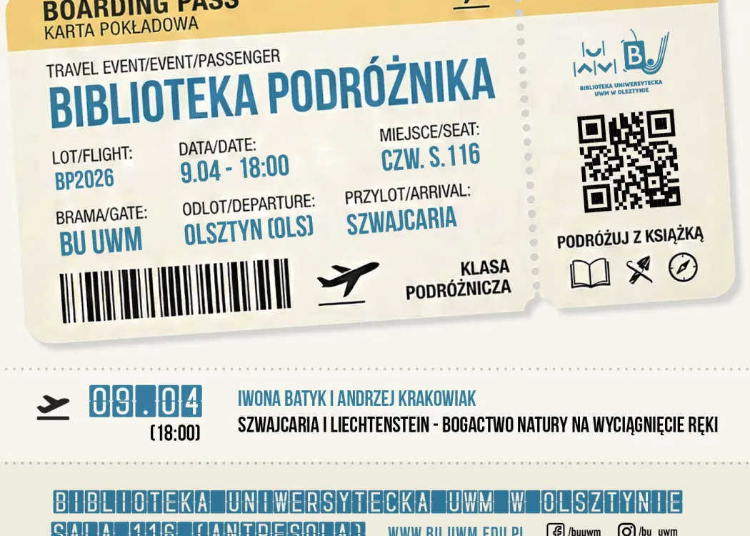 grafika promująca spotkanie z cyklu "Biblioteka podróżnika" 