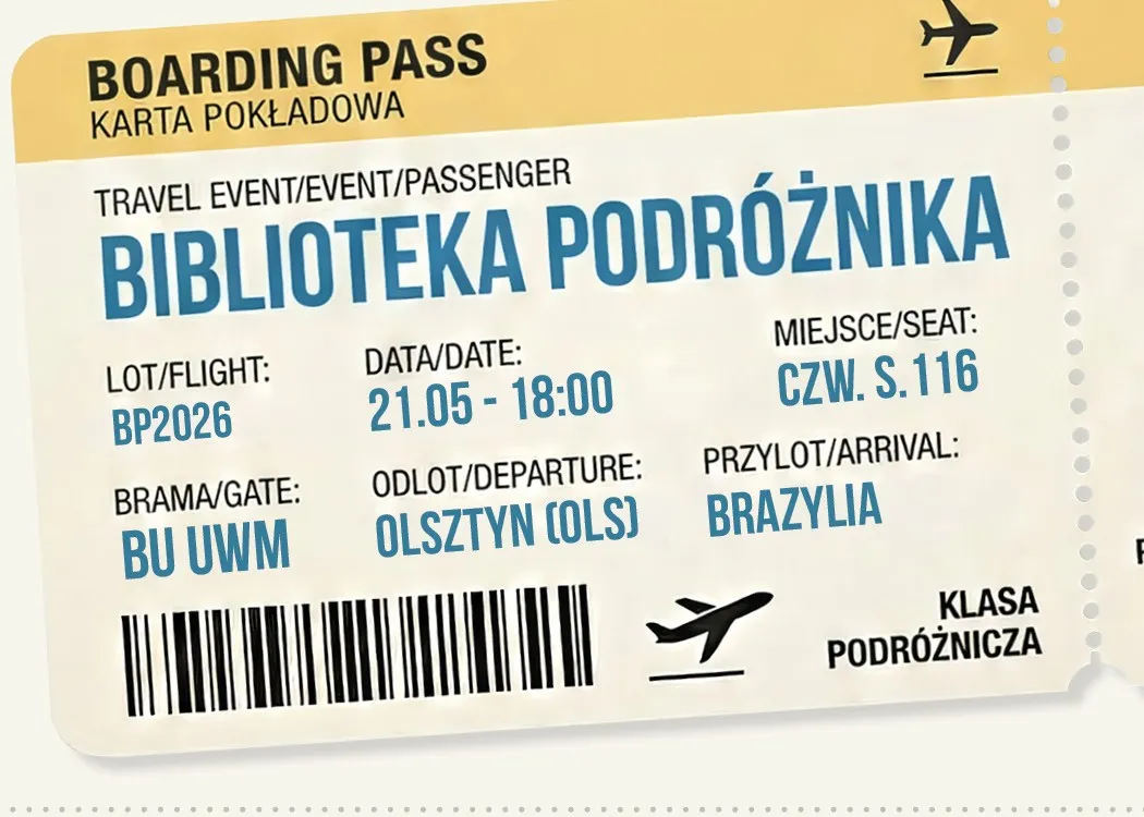 grafika promująca spotkanie z cyklu "Biblioteka podróżnika" 