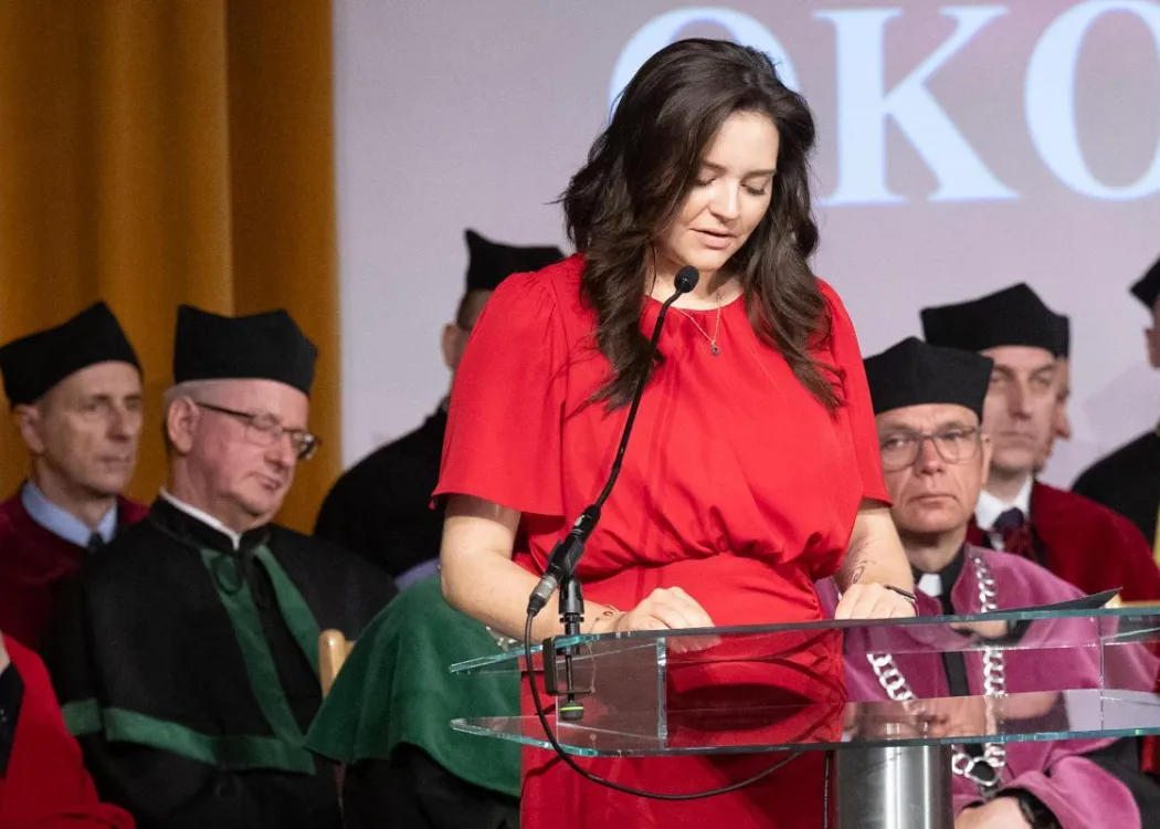 Święto Uniwersytetu 2026: Monika Szczepkowska podczas swojego wystąpienia