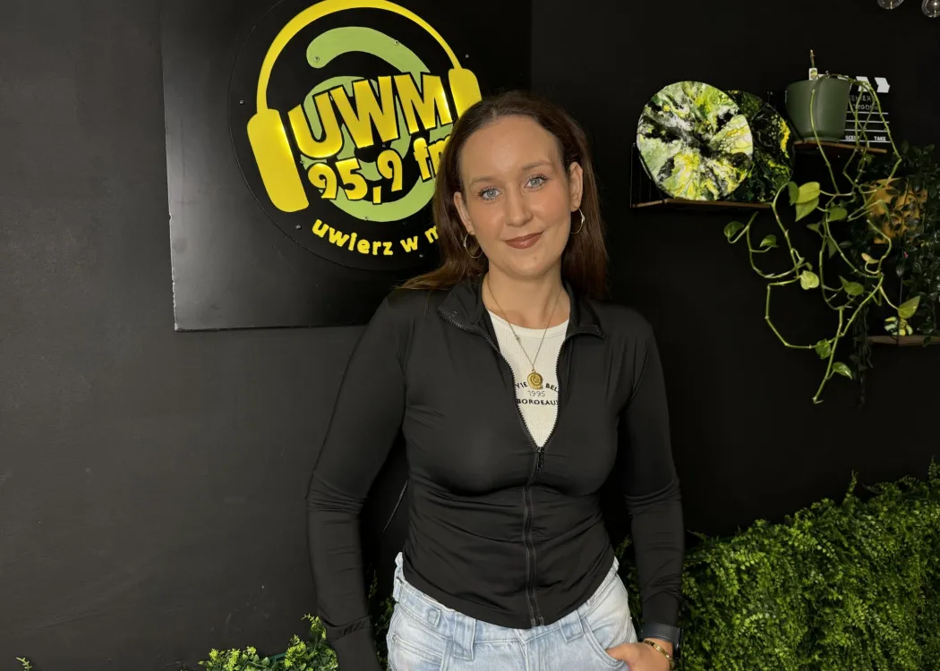 Magdalena Stawicka w studiu Radia UWM FM