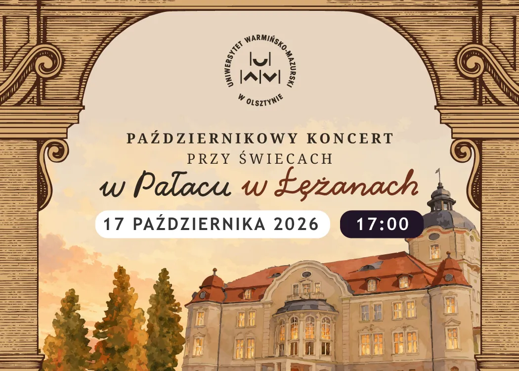 Okładka wydarzenia z napisem październikowy koncert przy świecach w Pałacu w Łężanach