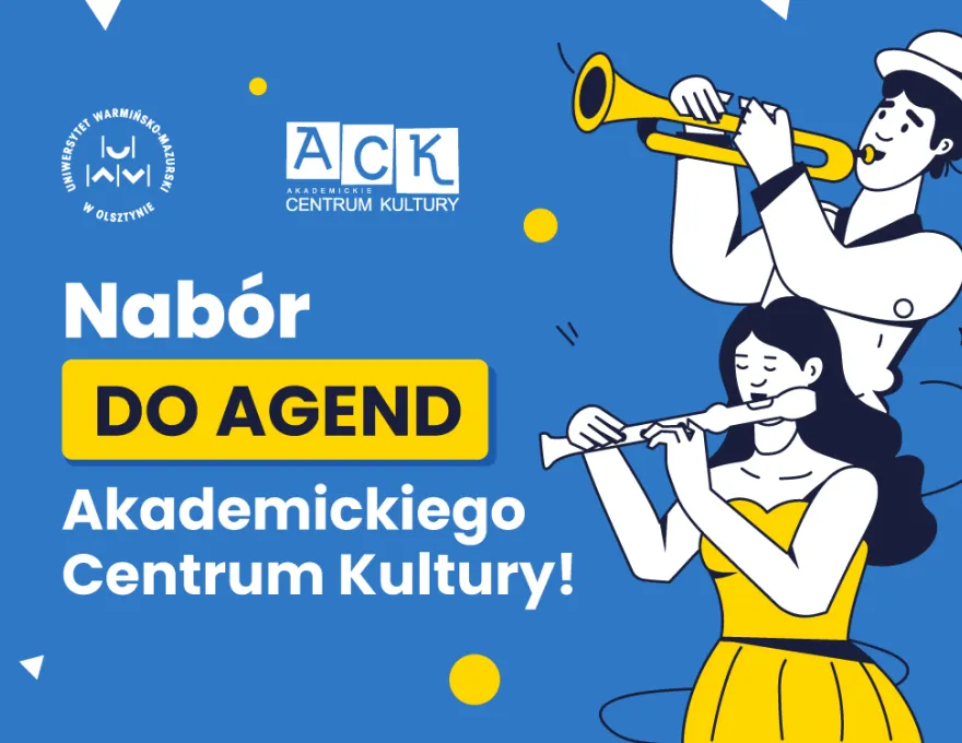 Ilustracja z napisem Nabór do agend Akademickiego Centrum Kultury