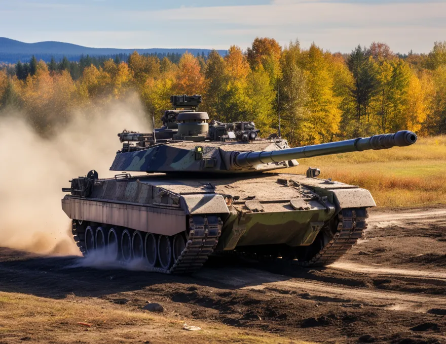 czołg jedzie po polu - zdjęcie ilustracyjne 