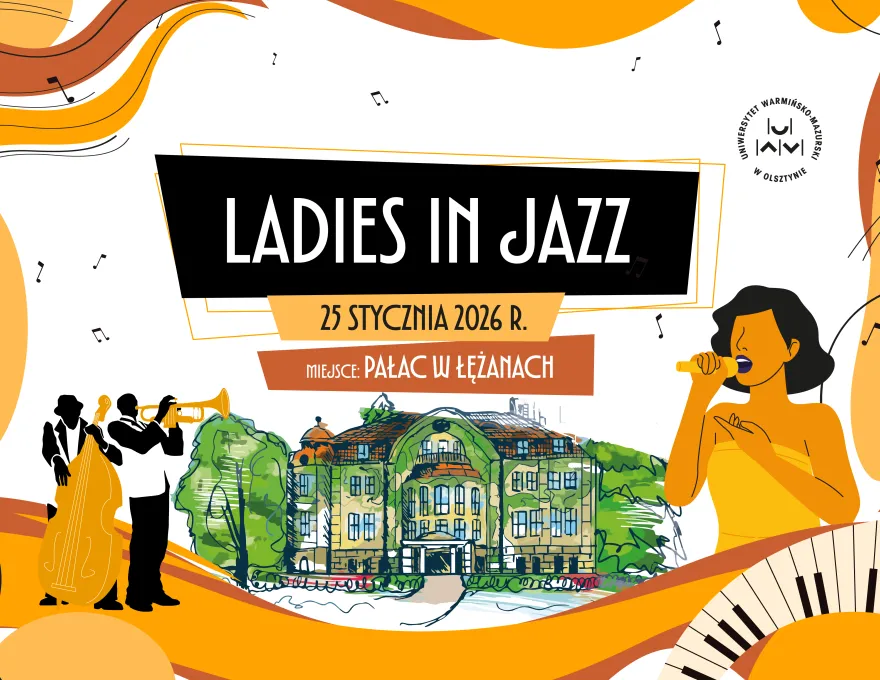 Grafika promująca koncert "Ladies in Jazz" w Pałacu w Łężanach 