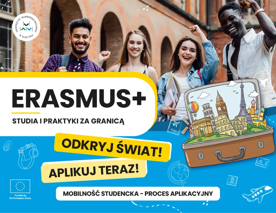 grafika promująca program wymiany studenckiej Erasmus+ 