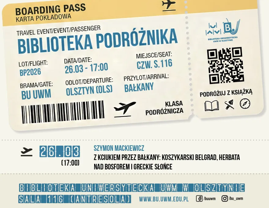 grafika promująca kolejne spotkanie z cyklu "Biblioteka podróżnika"