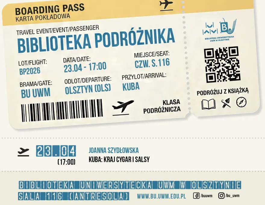 Grafika promująca spotkanie z cyklu "Biblioteka podróżnika" 