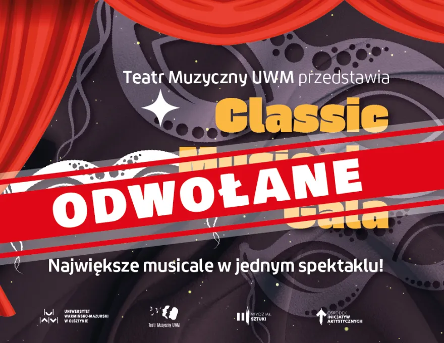 grafika informująca o odwołaniu spektaklu 