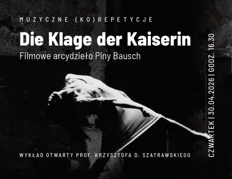 Grafika wydarzenia, biała postać na czarnym tle 