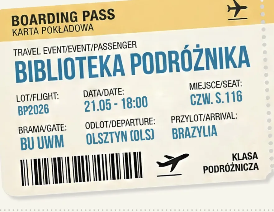 grafika promująca spotkanie z cyklu "Biblioteka podróżnika" 