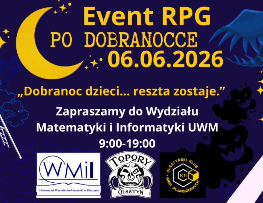 grafika promująca wydarzenie RPG "Po dobranocce" 